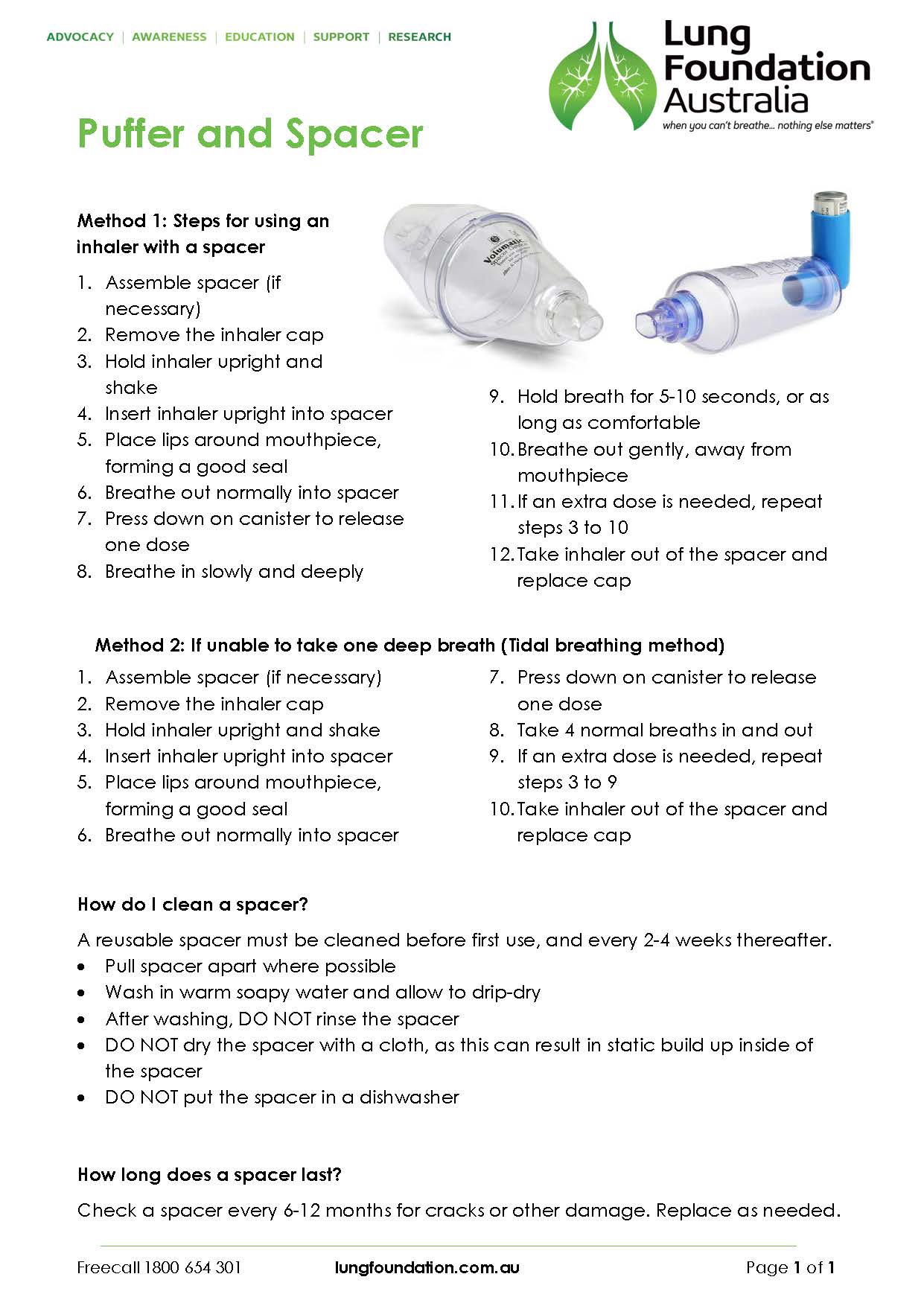 Inhaler And Spacer Inhaler Device Technique - Lung Foundation Australia