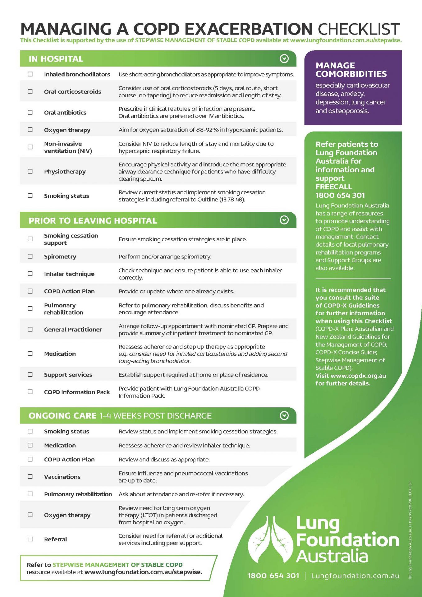 Managing Copd Exacerbation Checklist Lung Foundation