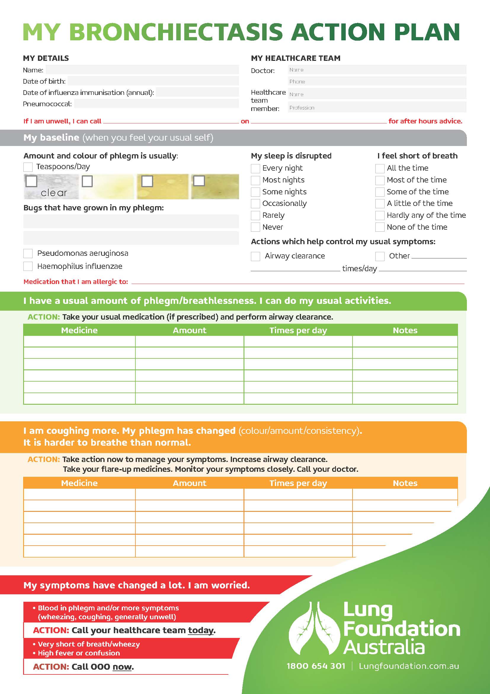 Bronchiectasis Action Plan - Lung Foundation Australia