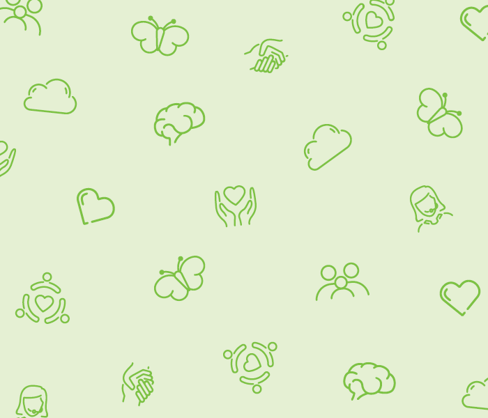A pastel background with icons that represent topics including big feelings, care, support, family and mental health.