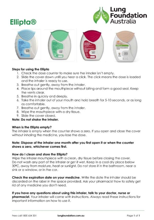 Ellipta® puffer inhaler device technique fact sheet - Lung Foundation ...