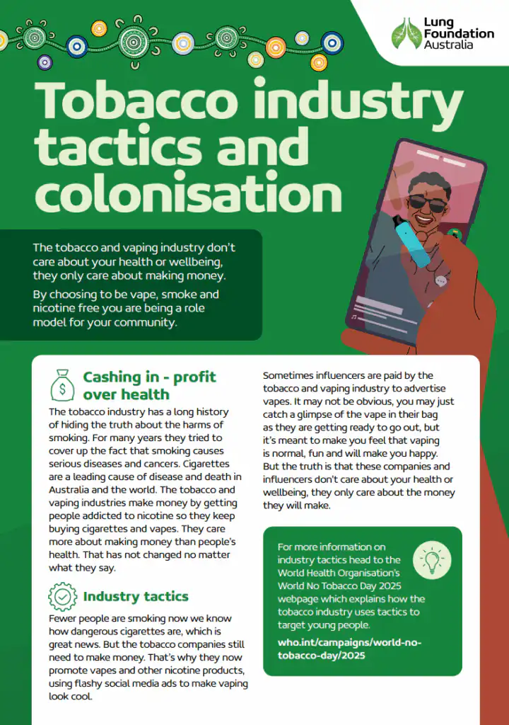 Cover page for our tobacco industry tactics and colonisation resource