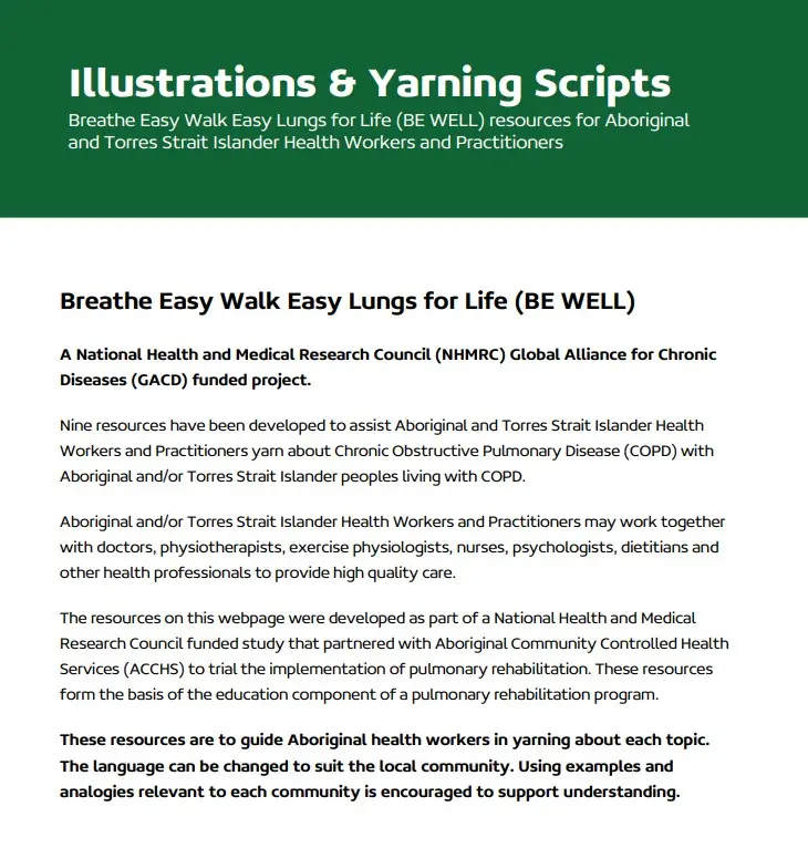 Resource_BE WELL COPD Yarning Scripts and Illustrations